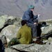 Two men and a seagull on Tryfan